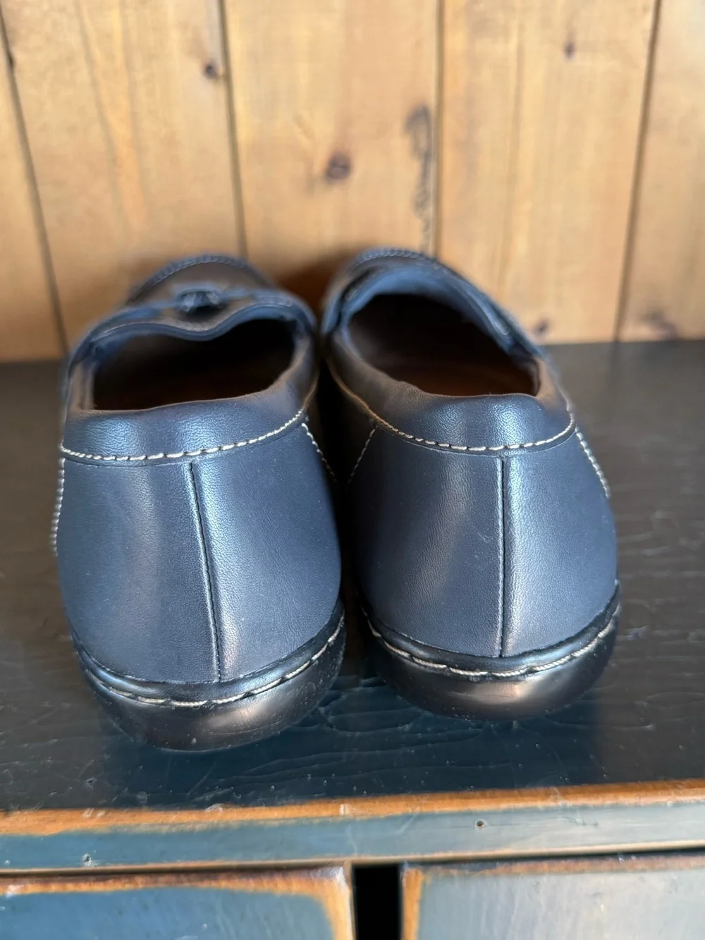 Clarks Collection Ultimate Comfort Ashland Slip-on Leather Loafer Shoe Navy 9